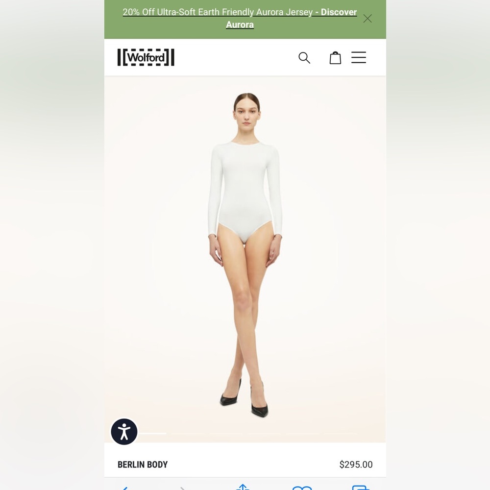 NWOT Wolford Berlin White Cotton Blend Bodysuit S